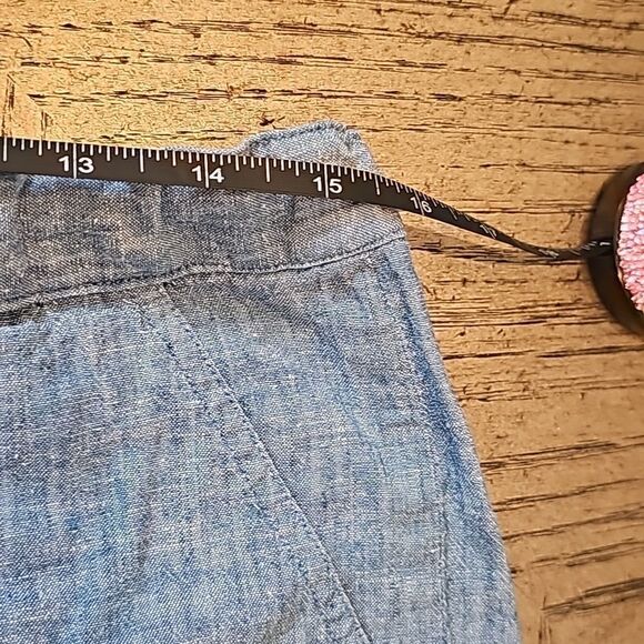 Denim linen Michael Kors shorts size 6 adjustable waist - Picture 7 of 10